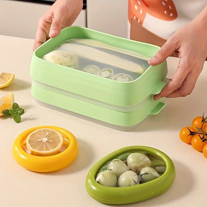 Set of 4 Silicone Vegetable Crispers - Reusable Food Storage Box for Refrigerator and Freezer, Anti-Oxidation Sealer
