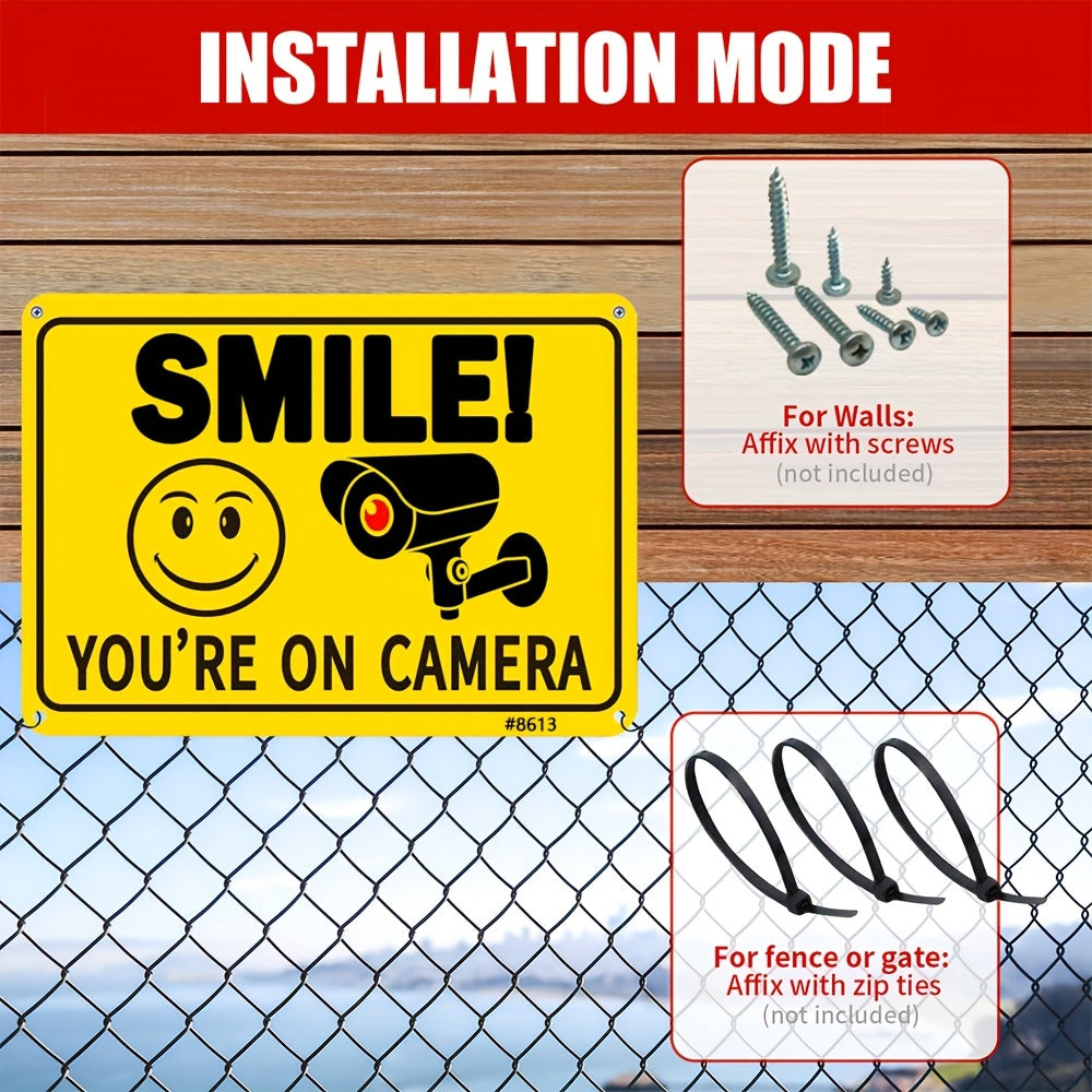 2 Pack Outdoor Security Camera Signs - UV-Resistant Aluminum, 10x7 Inches, Ideal for Home and Business Driveway Alert, CCTV Warning