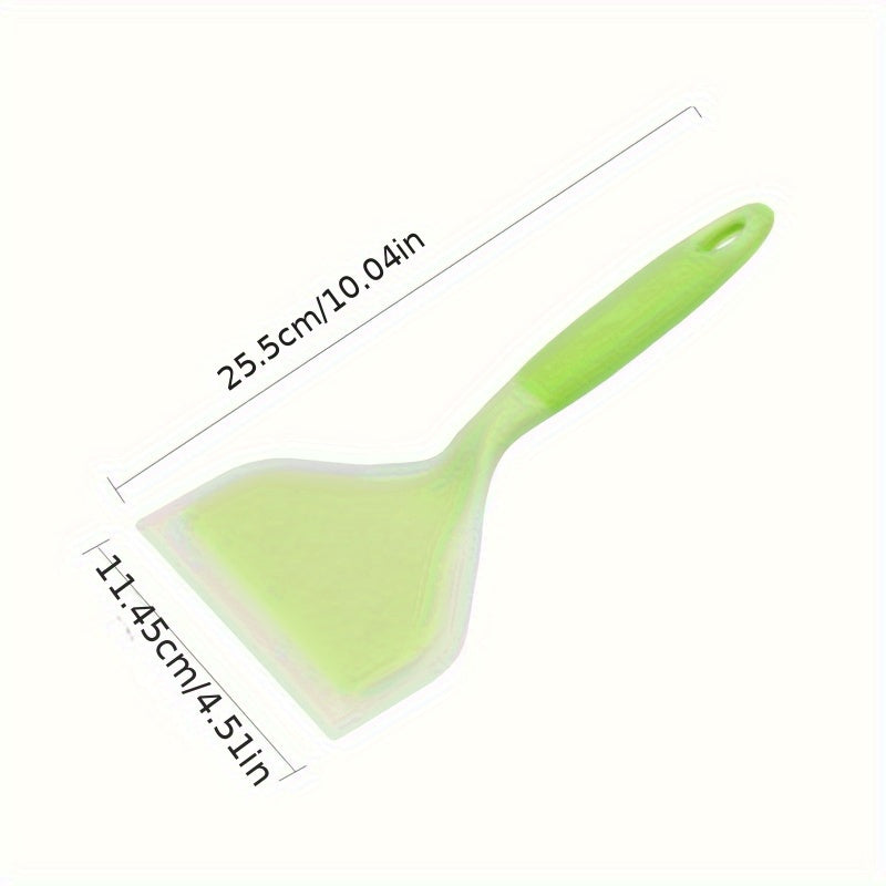 Premium Tamagoyaki Silicone Spatula - Heat-Resistant, Non-Stick with Wide Mouthed Ergonomic Grip - Ideal for Pizza, Frying, Grilling, Pancakes, Fluorescent Green, Eid Al-Adha Mubarak