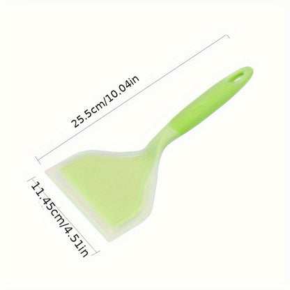 Premium Tamagoyaki Silicone Spatula - Heat-Resistant, Non-Stick with Wide Mouthed Ergonomic Grip - Ideal for Pizza, Frying, Grilling, Pancakes, Fluorescent Green, Eid Al-Adha Mubarak