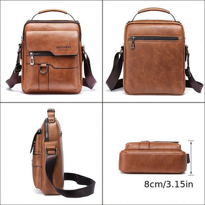 Vintage Genuine Leather Crossbody Bag for Men - Classic Business Shoulder Bag Design