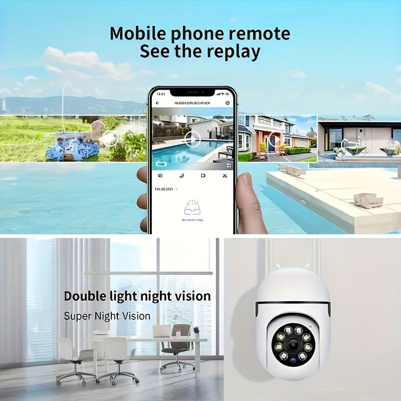 Spherical Security Camera – 1080P Wireless Wi-Fi with Motion Detection, Color Night Vision, and 355° Panoramic Surveillance – Smart Home Camera with Alarm Push, Two-Way Audio, Dual-Band Wi-Fi