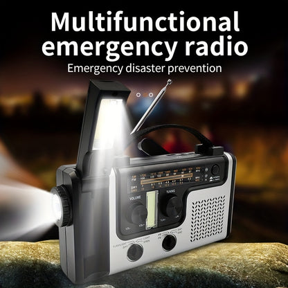 Solar & Hand Crank Emergency Radio – AM/FM/SW Bands, LED Flashlight, SOS Alarm, Phone Charger for Outdoor Survival