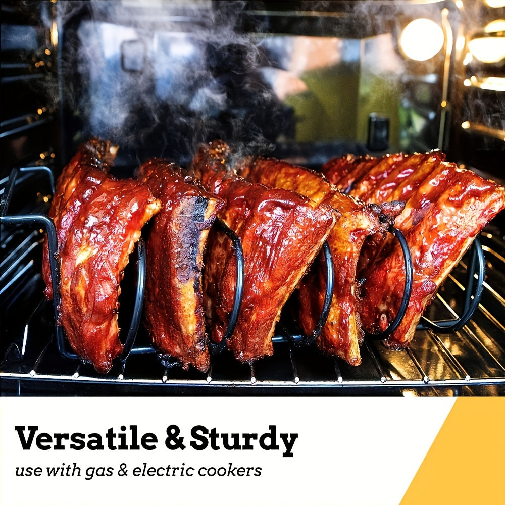 Deluxe Stainless Steel Rib Rack - Holds 4 Full Racks of Ribs, Ultra-Portable for BBQ and Smoker Enthusiasts - Durable, Rust-Resistant Construction for Perfect Grilling Results