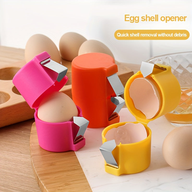3pcs Stainless Steel Egg Cracker and Topper - Easy Peel Hard Boiled Eggs, with Built-In White Separator for Cooking and Baking