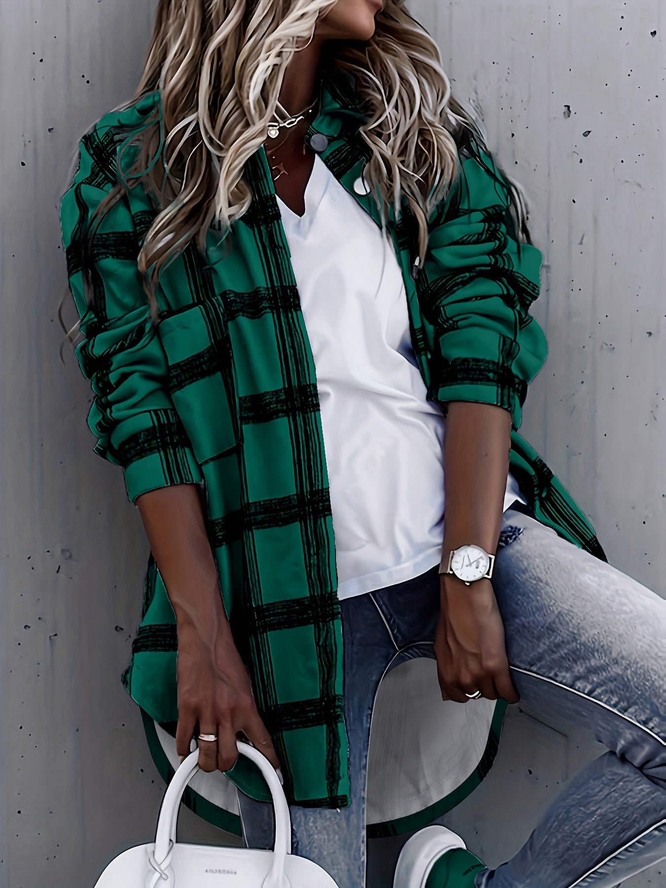Timeless Plaid Shacket Jacket – Stylish Button-Front Outerwear for Women – Cozy, Versatile & Trendy Long Sleeve Clothing