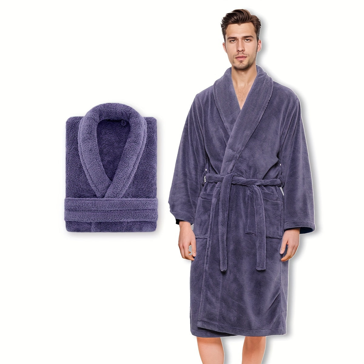Ultra-Soft Fleece Bathrobe for Men and Women - Cozy, Warm, Machine Washable - Perfect for Bathroom or Bedroom