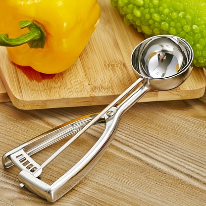3 Piece Stainless Steel Ice Cream & Cookie Dough Scoops Set with Trigger Release – Silver Cupcake & Fruit Scoop for Baking