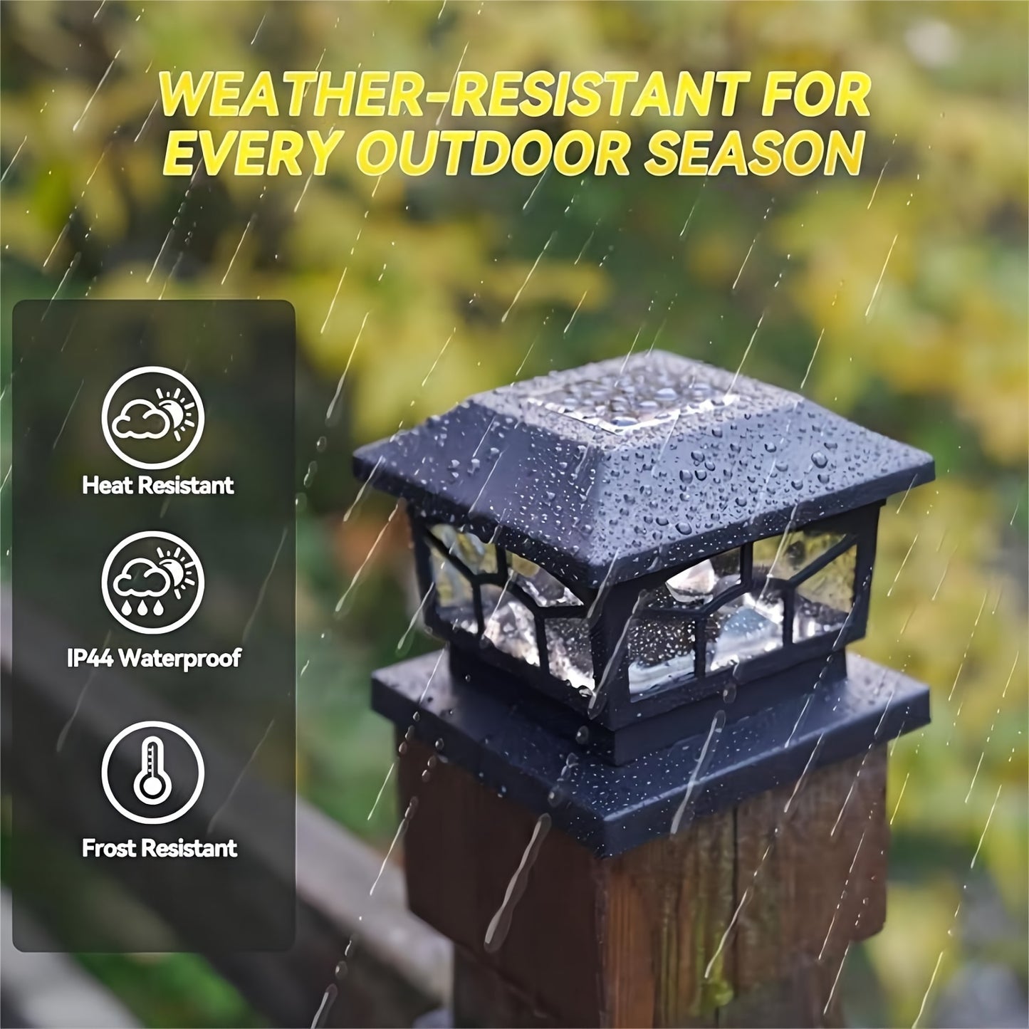 6 Pack Solar Fence Post Cap Lights – Waterproof Outdoor Deck Lights with 8 LEDs, Dual Light Modes ( Warm/Cool White ) for 4x4/6x6 Wooden/Vinyl Posts – Ideal for Garden, Deck, Patio