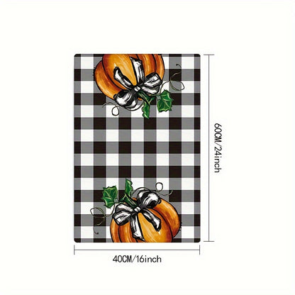 2PCS Vintage Pumpkin Kitchen Towels - Plaid Polyester Dish Cloths for Thanksgiving and Halloween, Machine Washable