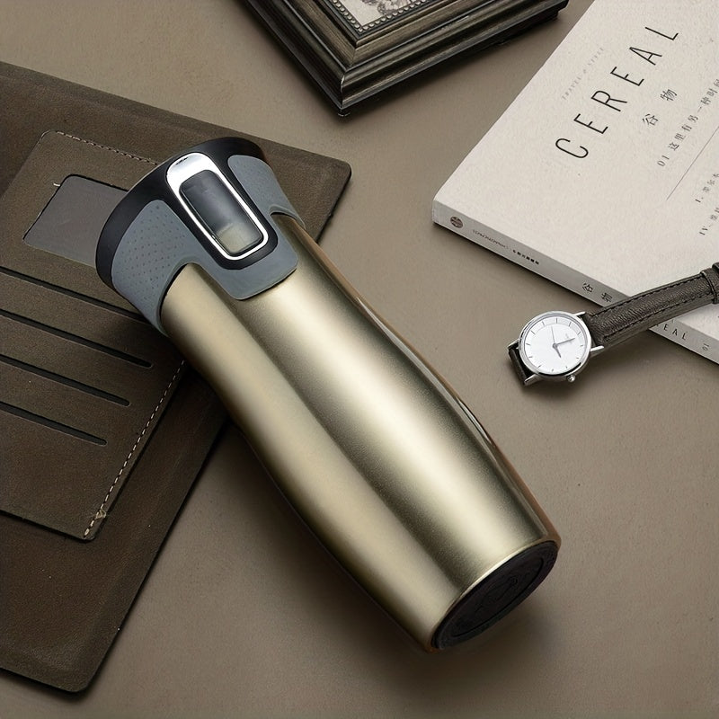 450ml/15.2oz Stainless Steel Vacuum Travel Mug - Thermal Water Cup with Heat Insulation, Durable 304 Stainless Construction