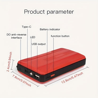Multi-Functional Portable Emergency Car Starter - Features Battery Ignition, Lighting, and Jump-Starting for Reliable Vehicle Rescue
