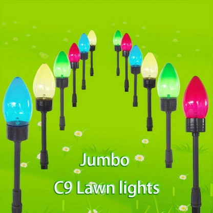 12 Pack Solar-Powered C9 LED Christmas Ground Spike Lights - Garden Decor & Holiday Illumination