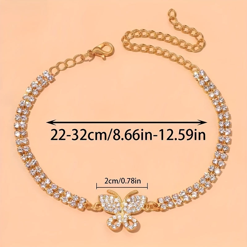 Sparkling Butterfly Tennis Anklets - Perfect Jewelry Footwear for Summer Beach Weddings & Parties