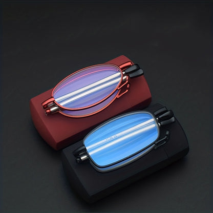 Foldable Reading Glasses – Portable Presbyopic Glasses for Men and Women – Spring Hinge Readers with Case