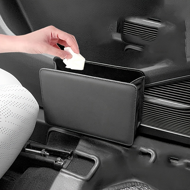 Foldable Car Trash Can and Storage Organizer – Faux Leather, Door-Mounted or Seat Back Design – Vehicle Interior Accessory