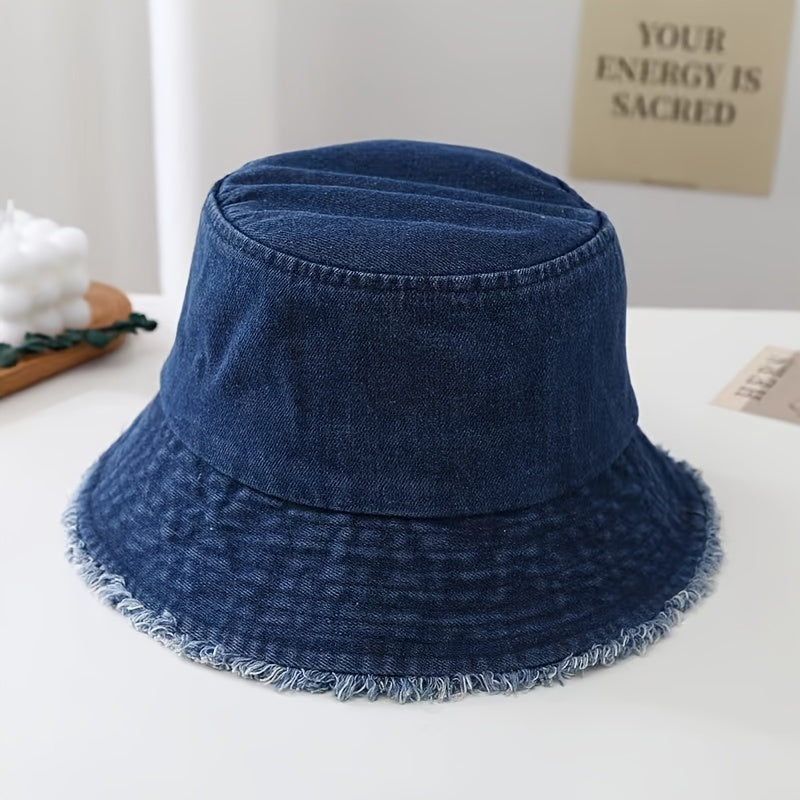 New Women's Washed Cowboy Hat - Trendy Korean Edition Sunshade & Sunscreen Hat, Versatile Fisherman Hat for Face Protection