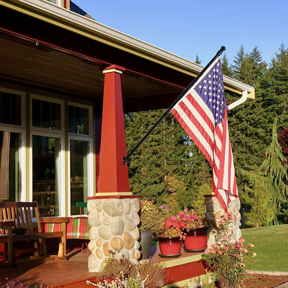 Black 5FT Wall-Mounted Flagpole Kit – Stainless Steel Flag Pole with Bracket & Mounting Rings for Porch, Yard, Garden, Outdoor & Commercial Use (No Flag)