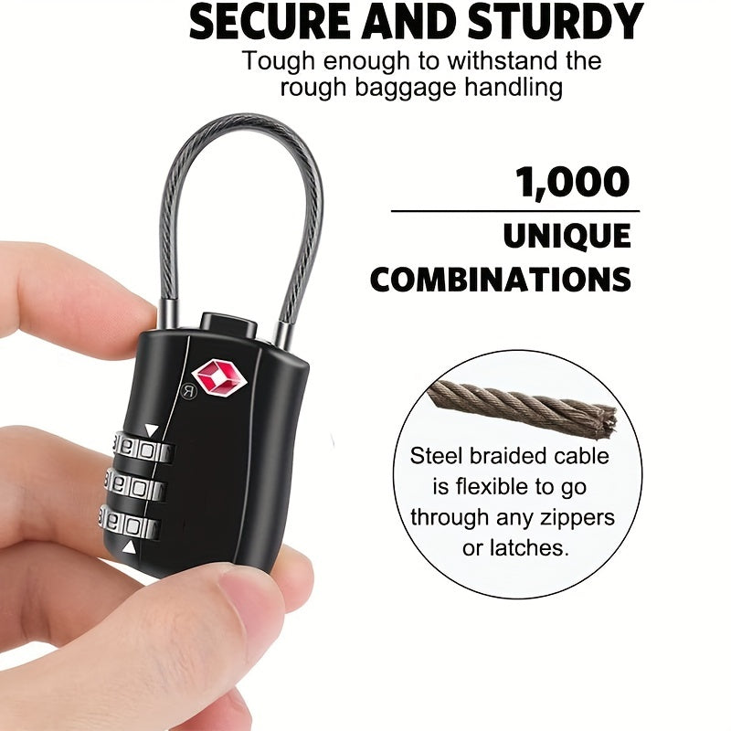 2 Pack TSA-Approved Travel Locks - Sturdy Alloy Combination Padlocks for Luggage, Suitcases, Lockers and Bikes