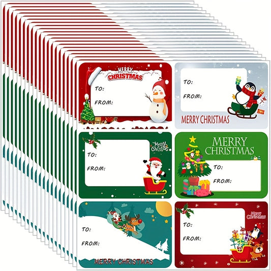 90 Pack Christmas Sticker Tags – Self-Adhesive Paper with Name Tags for Festive Greetings