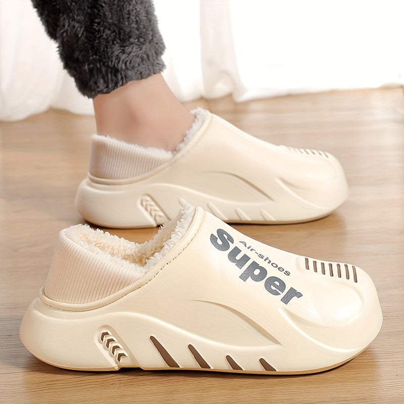 Minimalist Winter Bootie Slippers for Men and Women - Plush-Lined, EVA Upper, All-Season Indoor/Outdoor, Waterproof Snow Boots with Positioning Print, Crafted in Quanzhou