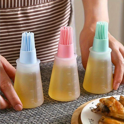 High-Temp Resistant Silicone BBQ Oil Brush with Dispenser – Outdoor Cooking & Kitchen Essential Gadget