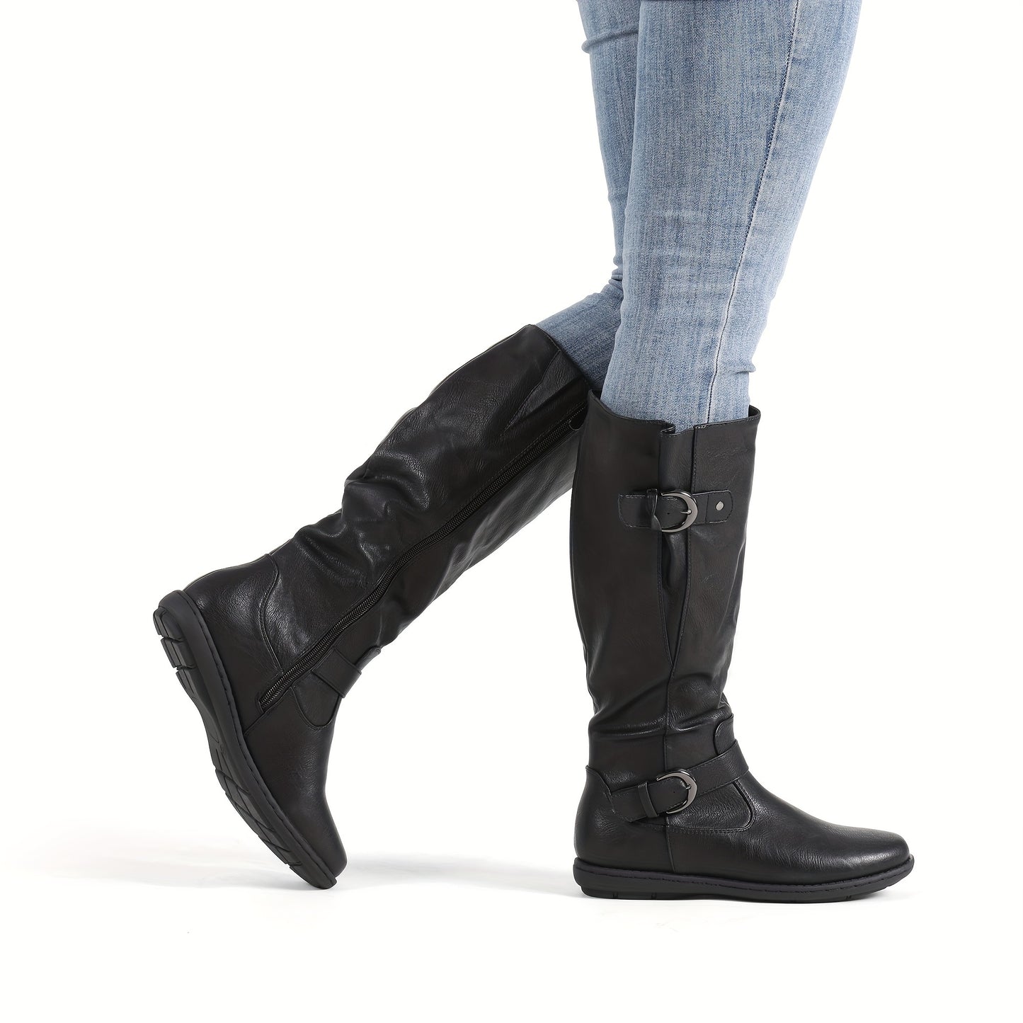 Women's Wide Calf Knee High Boots - Faux Fur-Lined Autumn & Winter Boots, Durable & Comfortable Knee-Length Style