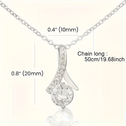 2 Piece Set 925 Sterling Silver Moissanite Pendant Necklace & Ring Earrings - Elegant Fashion Accessories, Perfect Daughter's Birthday, Christmas & Party Gift