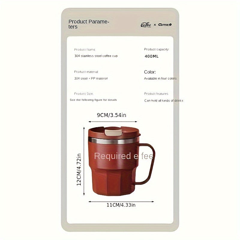 304 Stainless Steel Coffee Mug with Lid – Double-Walled, BPA-Free, Spill-Proof Travel Cup for Hot & Cold Beverages – Ideal Gift for Christmas, Valentine's, Mother's Day