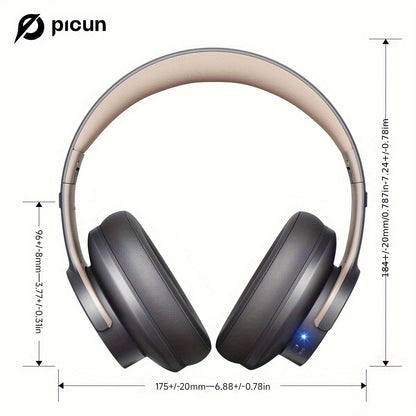 Picun B8 Elite Hi-Fi Wireless Headphones - 120-Hour Battery, 3 EQ Modes, Foldable, Crystal-Clear Mic, Sound Isolation, Type-C Fast Charging