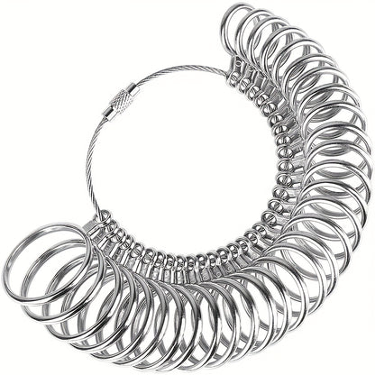 Metal Ring Sizer Measuring Tool Set - Finger Sizing Gauge for Women & Men, US Sizes 0-13 Including Half Sizes