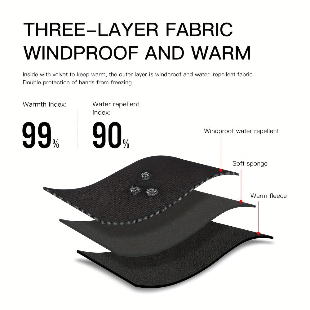 Outdoor Coldproof and Windproof Sports Gloves - Winter Warm Touch Screen Waterproof Gloves for Cycling and Skiing - Unisex