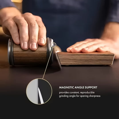 Rolling Knife Sharpener – Effortlessly Sharpens Straight Edge Knives with Adjustable 15° and 20° Magnetic Angles – Complete Kit for Kitchen Knives