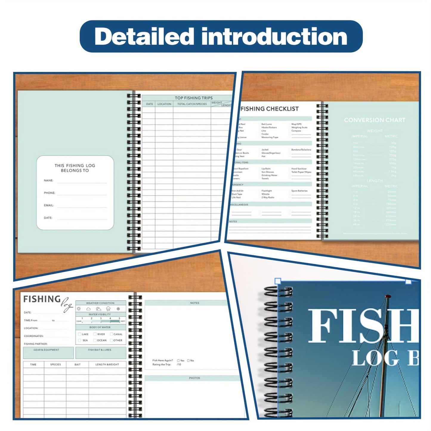 Fishing Record Book - 50 Page Spiral Log Book for Men and Women, Perfect Fishing Gift