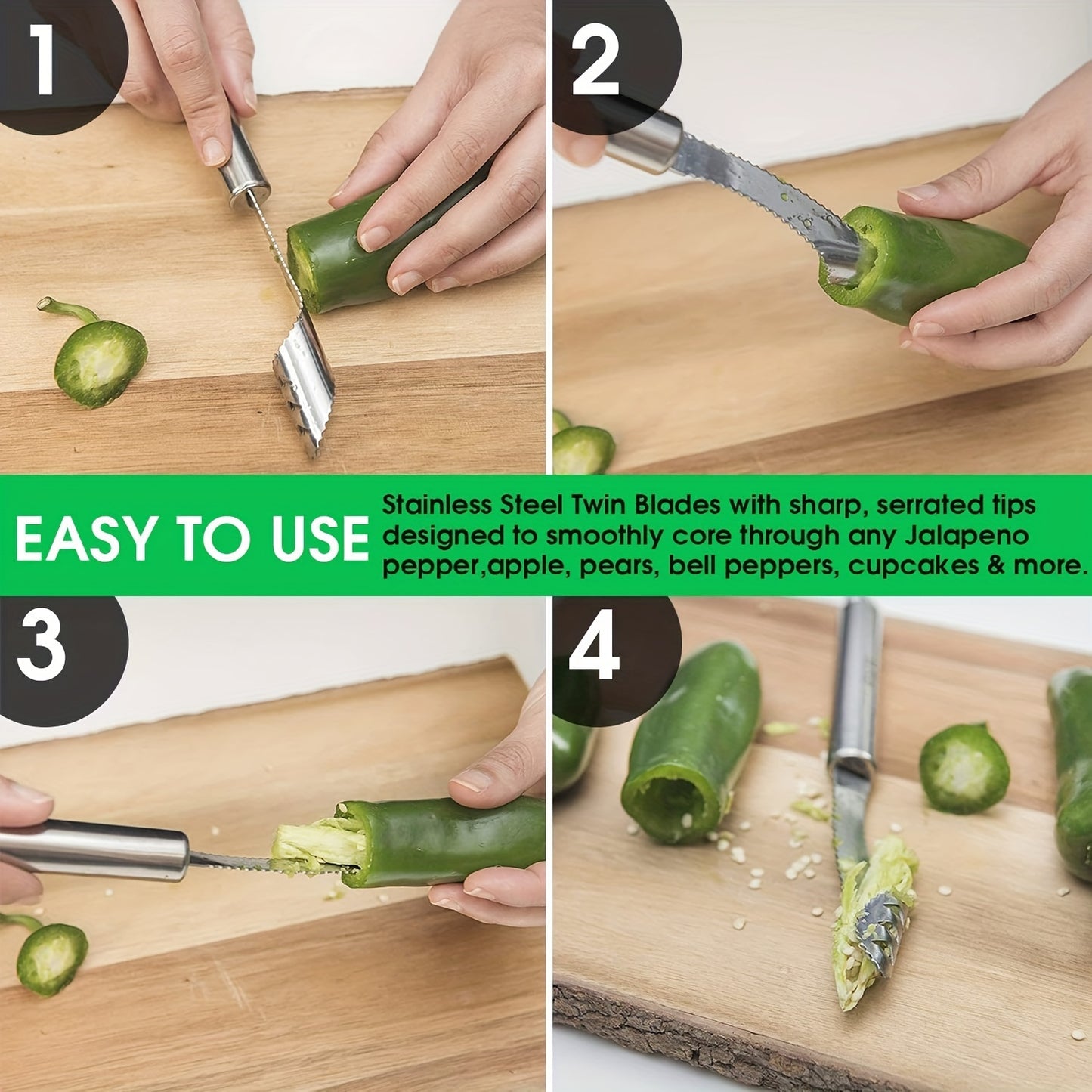 Multifunctional Serrated Stainless Steel Pepper Corer and Seed Remover - Upgrade Your Kitchen Essentials!