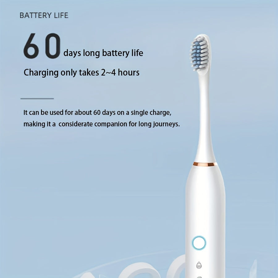 Smart Electric Toothbrush – 6 Modes, 42,000 VPM, Smart Timer, Rechargeable USB, Includes 4/8 Replacement Heads, Sonic Toothbrush for Adults, 3 Colors, Perfect Father's Day Gift
