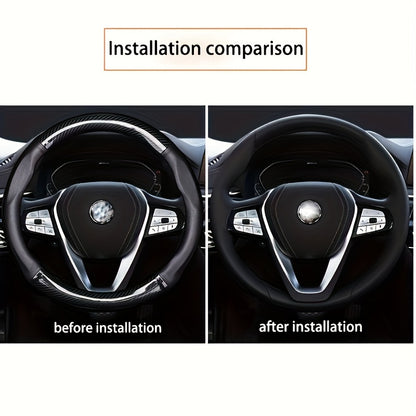 Breathable PU Leather Steering Wheel Cover – Carbon Fiber Pattern, Non-Slip Sporty Grip for Car Steering Wheels