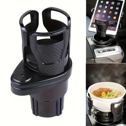 2 in 1 Rotating Car Cup Holder Expander – Durable ABS, Multi-Functional Vehicle Interior Accessory