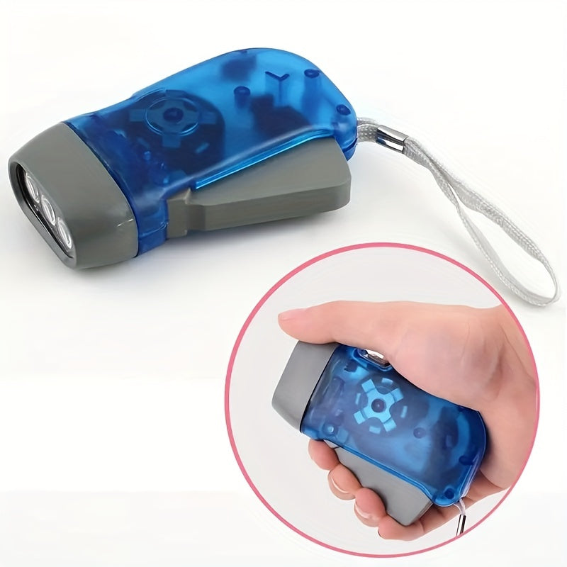 2 Pack 3 LED Hand Crank Powered Flashlights - Emergency Lighting for Home, Camping, Dormitories, and Outdoor Exploration