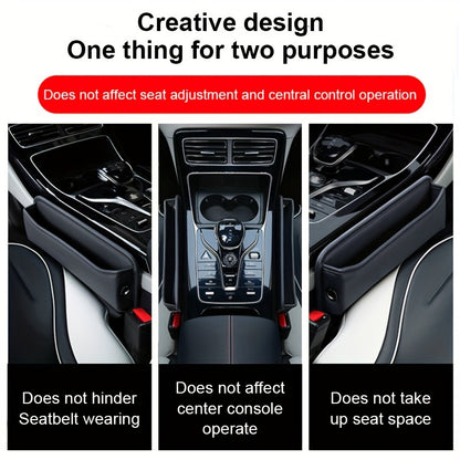 Universal Fit Premium PU Leather Car Seat Gap Organizer – Spacious Storage Box with Cup Holder & Console Side Pocket for Clutter-Free Vehicle Interior