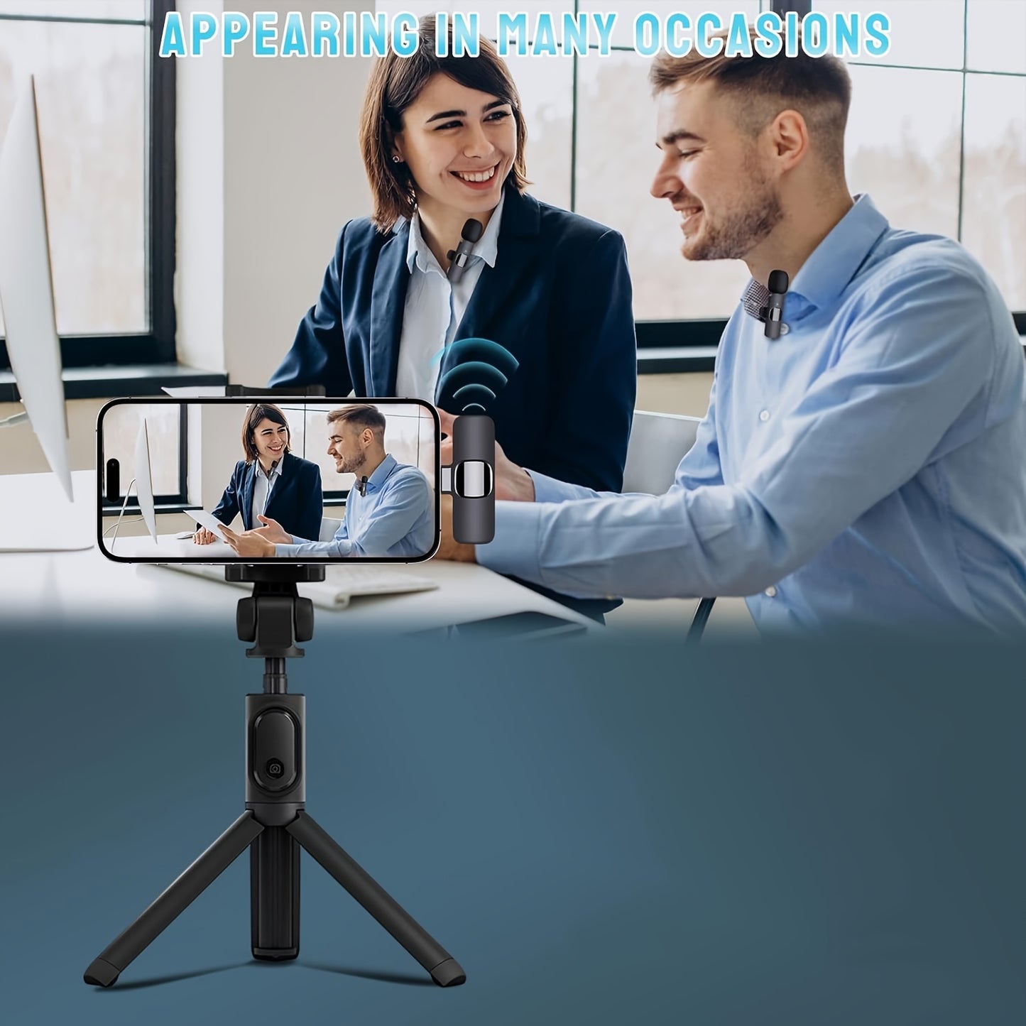 Professional Wireless Lavalier Microphone – Omnidirectional Condenser for Smartphones and Laptops – Ideal for Interviews, Video Podcasts, Vlogs