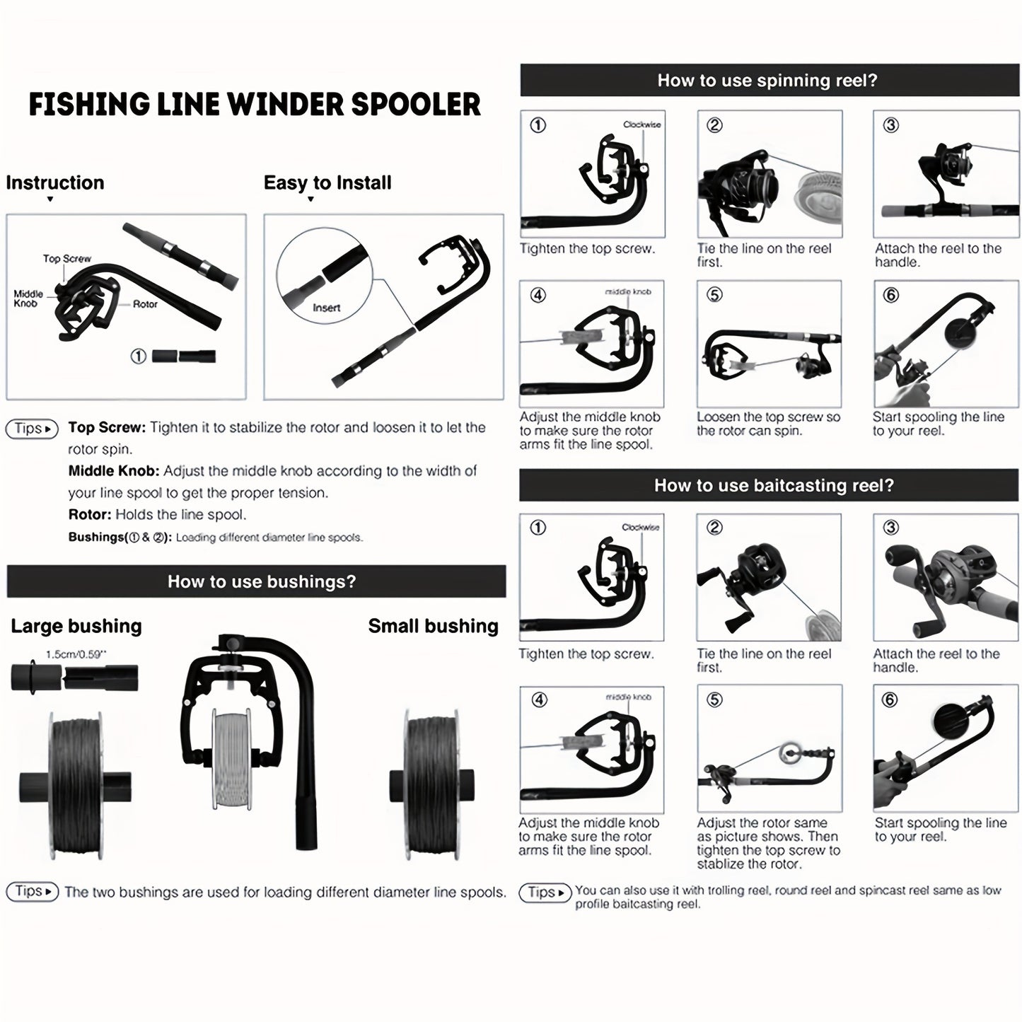 Portable Handheld Fishing Line Spooler - Compact Line Winder for Fishing Tackle
