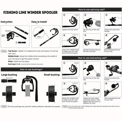 Portable Handheld Fishing Line Spooler - Compact Line Winder for Fishing Tackle