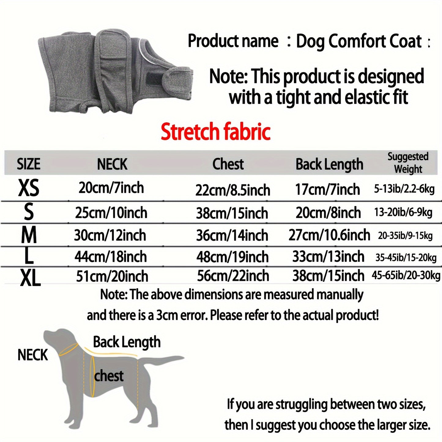 Adjustable Dog Calming Vest - Comfort Relief Jacket, Soft Elastic Pet Coat for All Seasons, Soothing Shirt for French Bulldogs and Similar Breeds