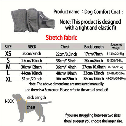 Adjustable Dog Calming Vest - Comfort Relief Jacket, Soft Elastic Pet Coat for All Seasons, Soothing Shirt for French Bulldogs and Similar Breeds