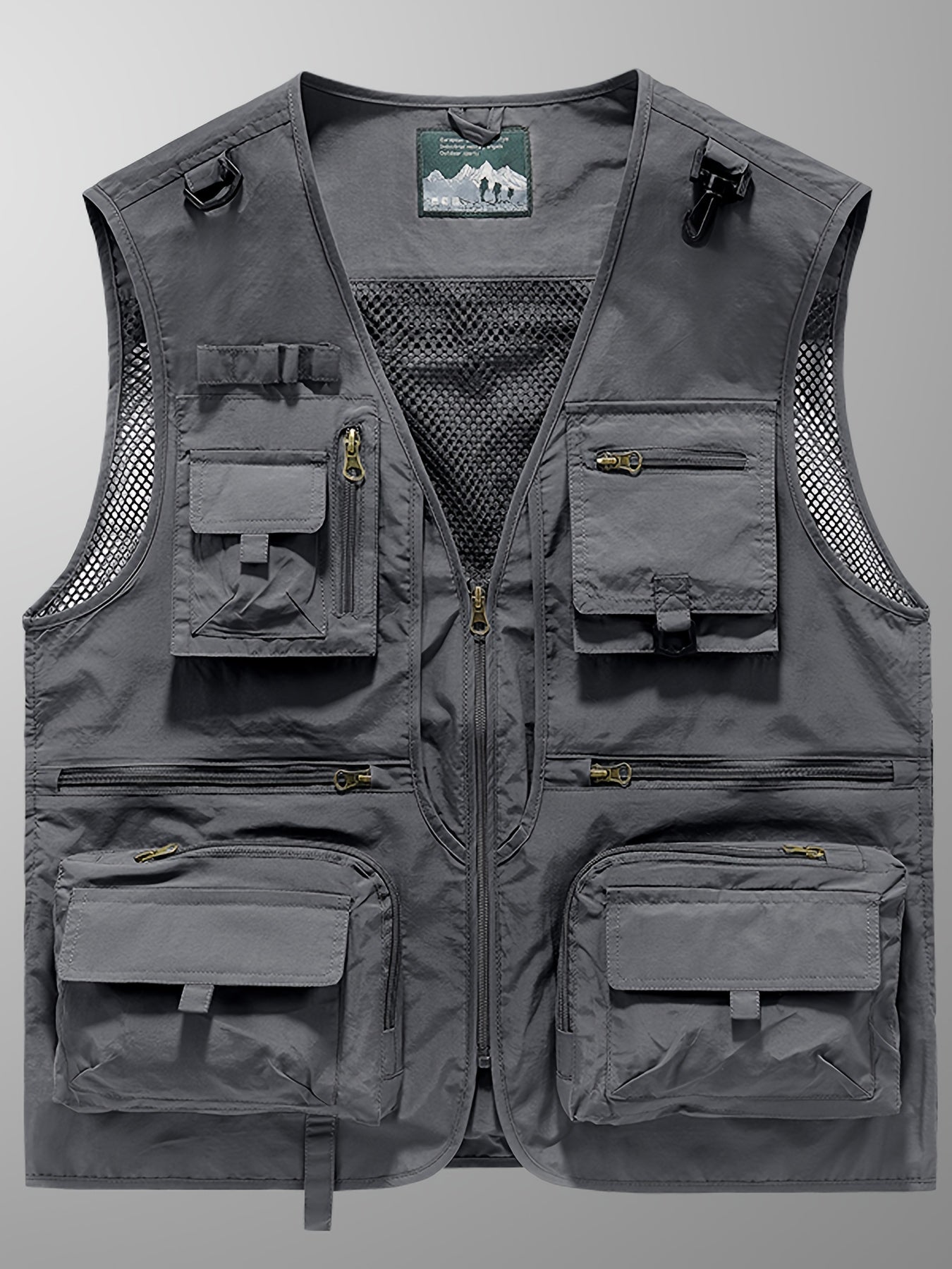 Men's Loose Fit V-Neck Quick-Drying Polyamide Vest Jacket – Multi-Pocket, Lightweight, and Breathable for Outdoor Activities, Fishing, and Photography – Ideal for Spring and Fall