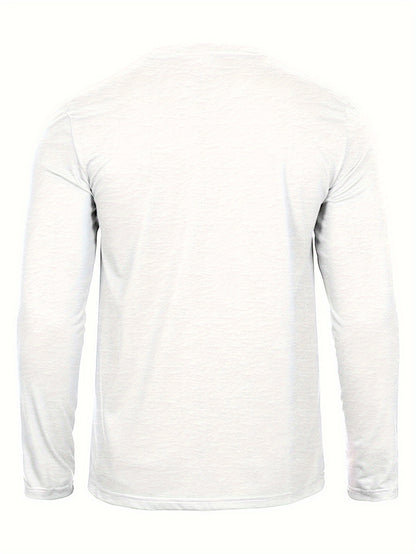 Men's 3-Pack 100% Cotton Long Sleeve T-Shirts - Casual Crew Neck with Paris Applique, Breathable Letter Print Tops for Spring/Fall