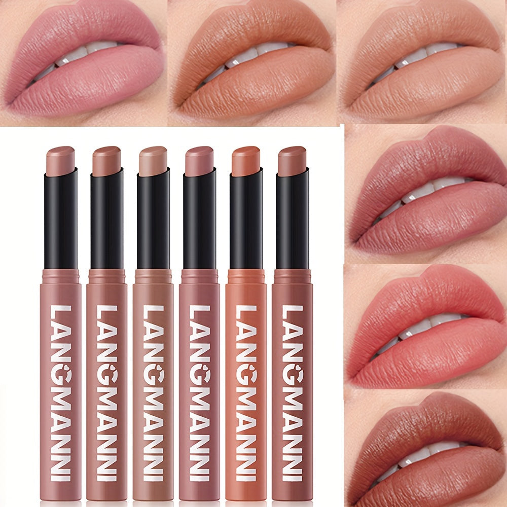 6pcs Matte Lipstick Pen Set, Long-Lasting Moisturizing Lip Color, Easy Application, Natural Hydrating Formula