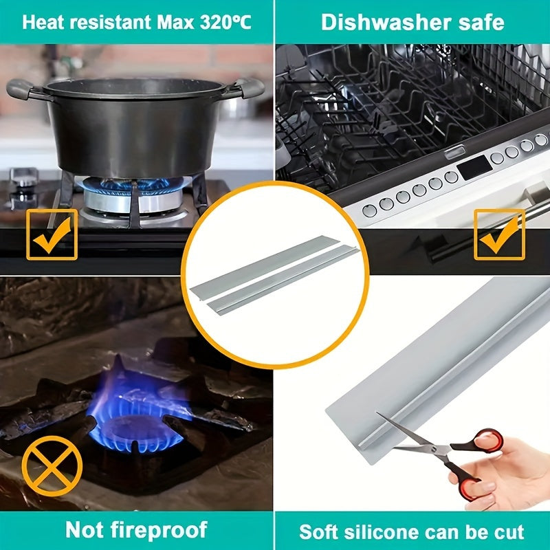 2 Pack Silicone Gap Sealing Strip – Durable, High-Temperature Resistant, Waterproof and Easy Clean Kitchen Solution