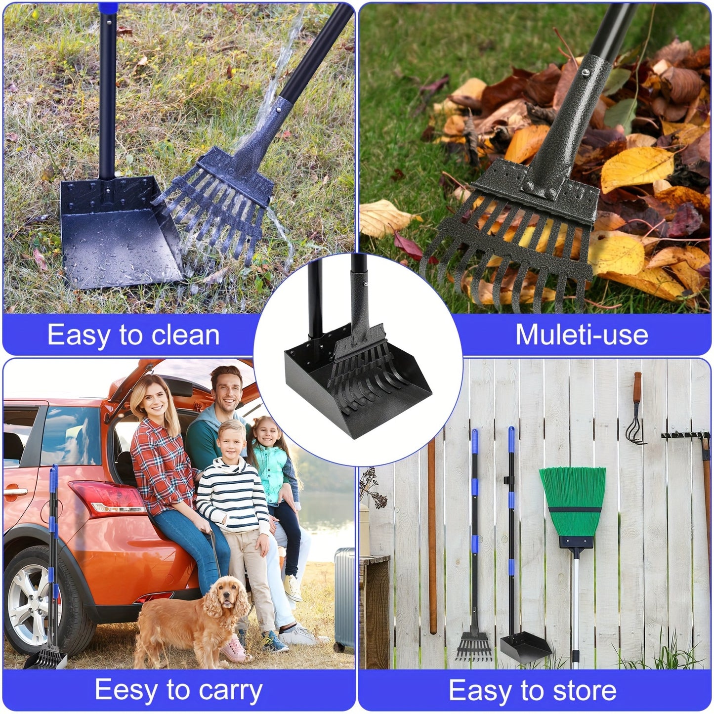 Ultimate Pet Pooper Scooper Set - Adjustable Stainless Steel Long Handle, Durable Tray and Rake - Easy Pick-Ups for Large, Medium, Small Dogs - Convenient, Sanitary, Easy to Clean